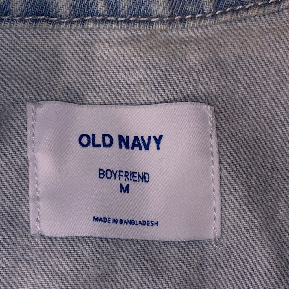 Old Navy Denim Boyfriend Jacket With American Flag - Picture 5 of 6